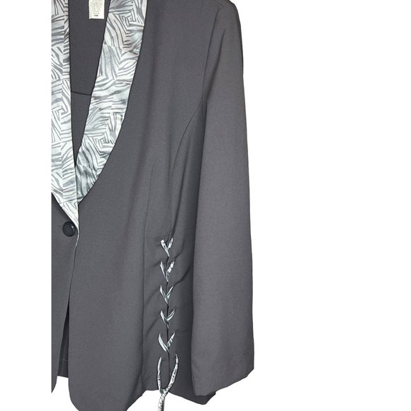 Sweet suit, women’s gray blazer size 18 gray ivory 1 button lapel long sleeve co - Picture 4 of 11